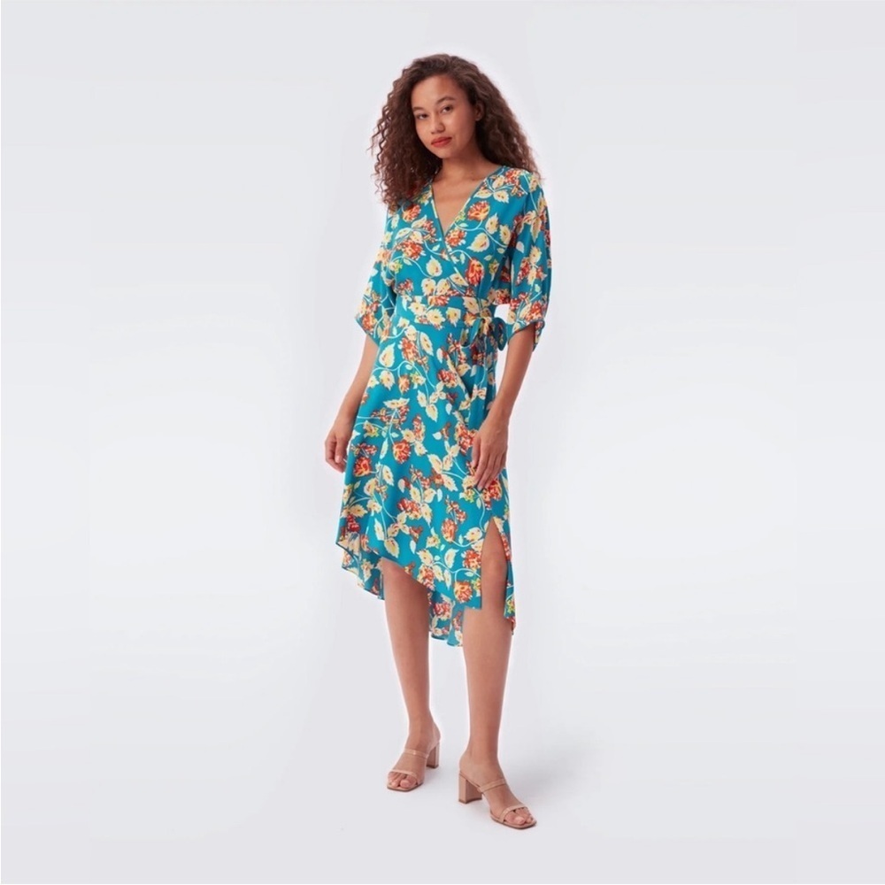 Diane VonFurstenberg Eloise Midi Dress - Cloud Turquoise - Size XS - NWT